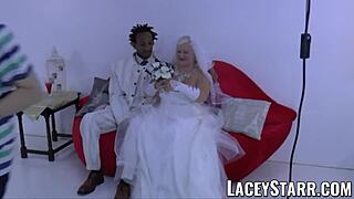 Laceystarr as granny bride gets fed cum after BBC pounding.