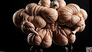 Watch 2B Grow Into A Muscular Giantess!