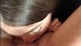 Submissive teen intensely rims ass in pov