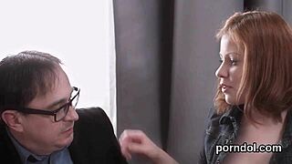 ideal is tempted and drilled by her elderly teacher