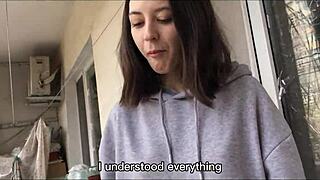 She Watched Me Jerk On The Balcony - Cutie Sucked My Cock And I Filled Her Mouth With Cum