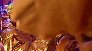 Misty Meaner and Jordan Sky engage in lesbian dildo play at freaky arcade