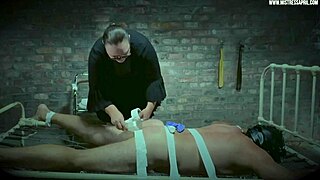 dominatrix april tormenting slave on special bed!