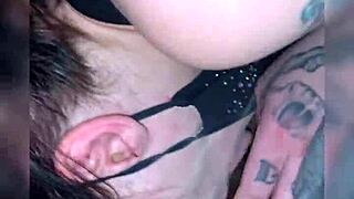 An emo girl pleads desperately for her face to be fucked hard by a massive black cock in a rough interracial encounter