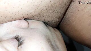 in the bathroom, i piss in her mouth and she licks my clit while drinking urine