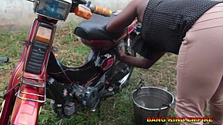 i begged him to fucked me after i finished washing my husband motorcycle and he gave me hardcore sex