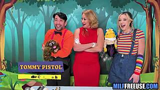 blonde milf and teen 18+ get free used on sesame street movie set.