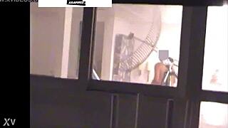 they sneak from party but get caught fucking on rooftop balcony