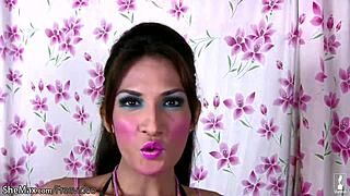 pretty filipina ladyboy teases small shaved cock and hairless body in lingerie striptease