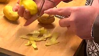 the two big tits bouncing in the kitchen scene