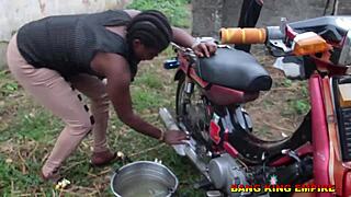 i begged him to fucked me after i finished washing my husband motorcycle and he gave me hardcore sex