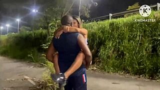 Wife cheats on husband with black man on street after car runs out of gas.