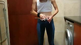 peeing in jeans while stripping