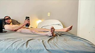 Masturbation with stroking, sucking, and vibrating toy on big cock