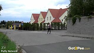 city pissing at its sexiest, watch this blonde amateur voyeur in public outdoor softcore