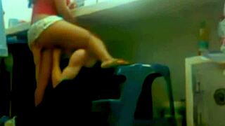 While I'm working, the boss's son slides his dick deep inside me.