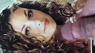 She is a lesbian but addicted to hot cum on her face. Cum please, beautiful swallow.