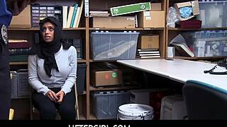 ella knox, the foreign busty teen shoplifter, feels the rough fuck in the guard's office