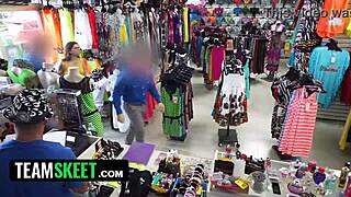 Snobby cheerleader gets fucked by security guard after shoplifting lip gloss