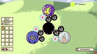 Slime girl encounters monster in incursion game. Clothes rip during striptease revealing pussy and tits