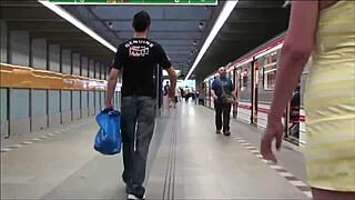 Stella Fox's big tits subway gangbang