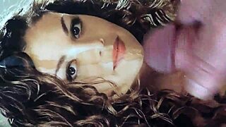 She is a lesbian but addicted to hot cum on her face. Cum please, beautiful swallow.