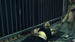 Petite spex teen sucks and rides dick in public bondage