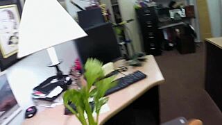 why does this sexy harlot not shy away from fucking in the shop?