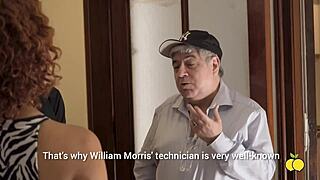 The air technician is caught by the stepmother and stepdaughter