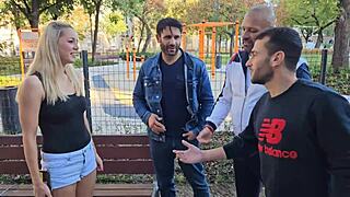 christen courtney in 3-on-1 dp with gagging 😈