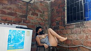 Slutty Neighbor Shows Pussy Under Dress In Yard