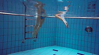 I-I mean, martina in blue bikini shows tight pussy underwater