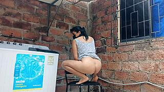 Slutty Neighbor Shows Pussy Under Dress In Yard