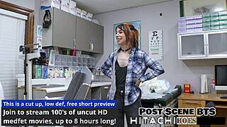 Freshman Ditria Rose gets mandatory Hitachi orgasm backstage.