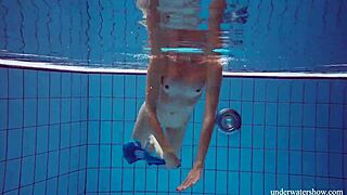 I-I mean, martina in blue bikini shows tight pussy underwater