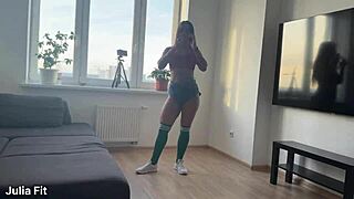 Beauty in stockings and shorts gets fucked with a lot of creampie