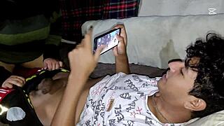 Playing Free Fire with my stepsister, I accidentally put my penis in her mouth