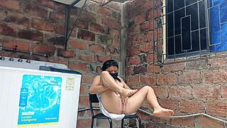 Slutty Neighbor Shows Pussy Under Dress In Yard