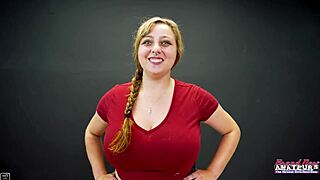 Blue-Eyed Busty Hottie Gwen Gets Banged And Swallows Cum In Group Fun