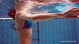 I-I mean, martina in blue bikini shows tight pussy underwater