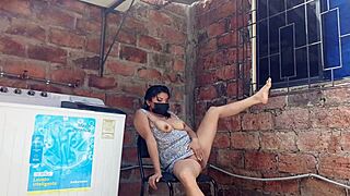 Slutty Neighbor Shows Pussy Under Dress In Yard