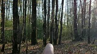 European Milf Slave Self-Spanks Outdoors