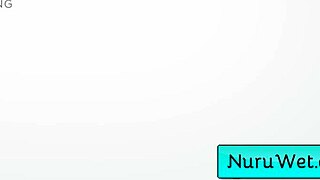 Sexy brunette teen masseuse Maya Woulfe massages her black client John Legendary, providing a wet happy ending.