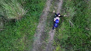 I'm whoring in the woods! the latina redhead declares, big tits on display.