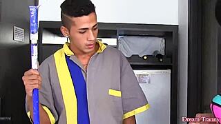 Sultry tranny Nicolly Pantoja seduces a young 18+ man into railing her butt