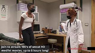 Short Haired Brunette Nurse Jewel Examines Patient's Hooters