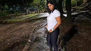 Slut Takes Me to City Square for Naked Cum Fun