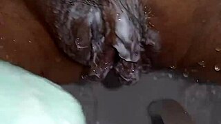 gretala uses soap on her trimmed pussy in july video