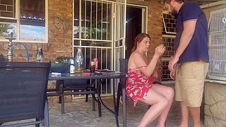 my friend's wife cheats with fingering, licking, and fucking outdoors