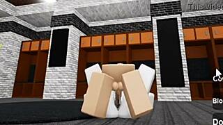 Slutty Roblox bunny girl sneaks in boys locker room then gets fucked